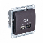 Розетка 2гн USB+USB A+C с/у шоколад механизм высокоскор.заряд. QC PD Glossa Schneider Electric