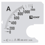 Шкала сменная для амперметра A721 1000/5А-1,5 EKF