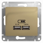 Розетка 2гн USB+USB typeА+ typeС с/у титан механизм 5В/2,4А 2х5В/1,2А Glossa Systeme Electric (1)
