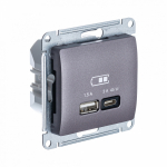 Розетка 2гн USB+USB A+C с/у сиреневый туман механизм высокоскор.заряд. QC PD Glossa Schneider Electric