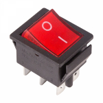 Выключатель клавишный 250V 15А (6с) ON-ON красный с подсветкой REXANT (10/10/500)