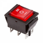 Выключатель клавишный 250V 15А (6с) ON-OFF-ON красный  с подсветкой и нейтралью (10/10/500)