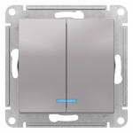 Выключатель 2кл с подсв с/у алюминий механизм AtlasDesign Systeme Electric (1/10)