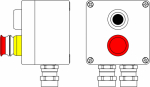 Ex пост управления из алюминия; 1Ex d e IIC T6 Gb X / Ex tb IIIB T80°CDb X / IP66; Аварийная кнопка красная, 1NC/1NO -1 шт; Кнопка черная,1NC/1NO -1 ш