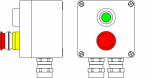 Ex пост управления из алюминия; 1Ex d e IIC T6 Gb X / Ex tb IIIB T80°CDb X / IP66; Аварийная кнопка красная, 1NC/1NO -1 шт.; Кнопка Зеленая,1NC/1NO -1