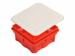 Коробка для скрытого монтажа под штукатурку пластик красный с крышкой HEGEL