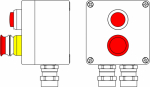 Ex пост управления из алюминия; 1Ex d e IIC T6 Gb X / Ex tb IIIB T80°CDb X / IP66; Аварийная кнопка красная, 1NC/1NO -1 шт.; Лампа красная20V-250V -1