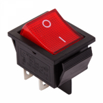Выключатель клавишный 250V 20А (4с) ON-OFF красный с подсветкой REXANT (10/10/500)