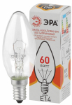 Лампа накал 60Вт свеча Е14 прозр ДС 60-230-E14-CL ЭРА (10)