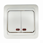 Выключатель 2кл с подсв с/у белый 2123-W CLASSICO IN HOME (10/200)