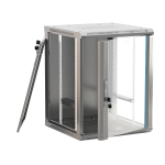 Hyperline TWB-0445-GP-RAL7035 Шкаф настенный 19-дюймовый (19"), 4U, 278x600х450мм, стеклянная дверь с перфорацией по бокам, ручка с замком, цвет серый