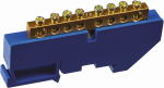 Шина нулевая 100А 8-отверстий изолятор на din-рейку синий Navigator  (10/500)