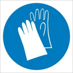Знак M 06 "Работать в защитных перчатках" ф200 мм, пластик ГОСТ Р 12.4.026-2001 EKF