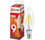 Лампа светодиод 9Вт свеча Е14 6500К 810Лм филамент прозр deco IN HOME (1/10/50)