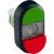 Фронтальная часть нажимной кнопки высок., 2 упр. элемента цвет красный + зеленый с овал. линзой, с подсветкой, ABB